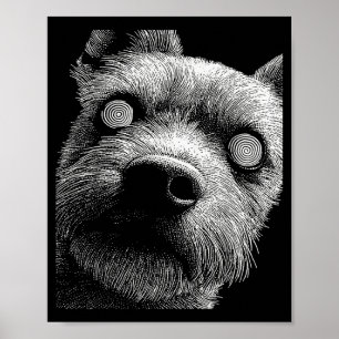 Hypnotic Yorkshire Terrier Odd Eyes Weirdcore Poster