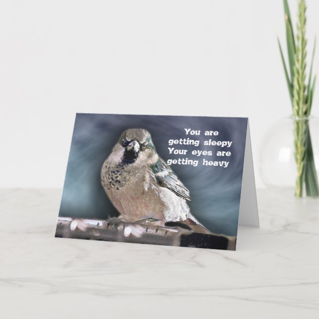 Hypnotising Bird Birthday Card (Front)