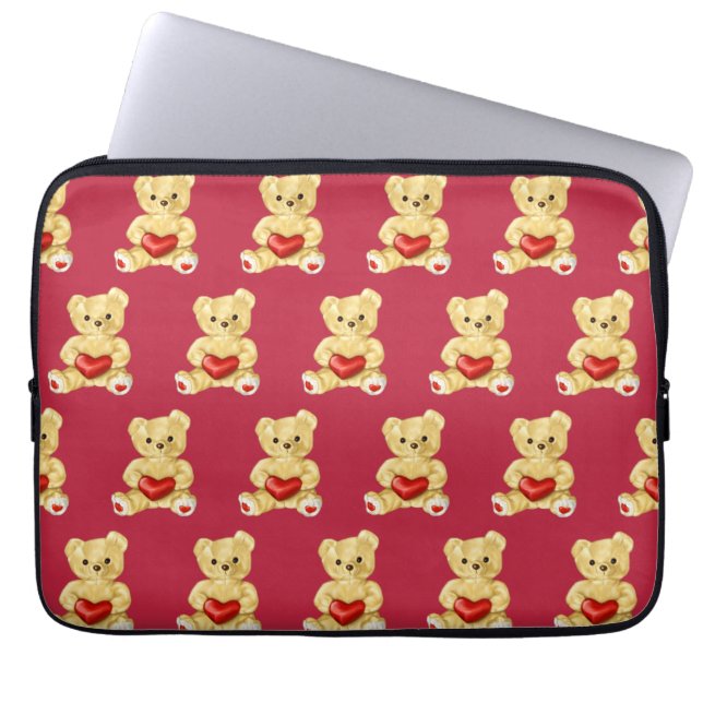Hypnotising Cute Teddy Bear Pattern Kids Laptop Sleeve (Front)