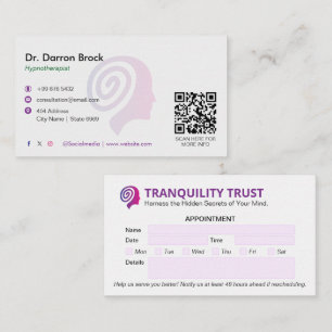 Hypnotist Clinic Business   Minimalist Appointment Card