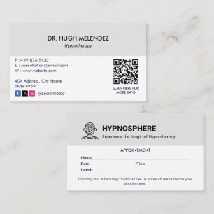 Hypnotist Clinic Business   Minimalist Appointment Card