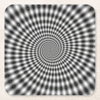 Hypnotizing Optical Illusion Spiral Square Paper Coaster