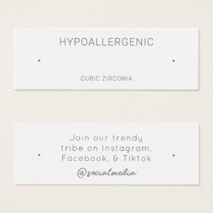 Hypoallergenic Jewellery Display Card