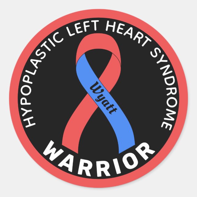Hypoplastic Left Heart Syndrome Warrior Black Classic Round Sticker (Front)