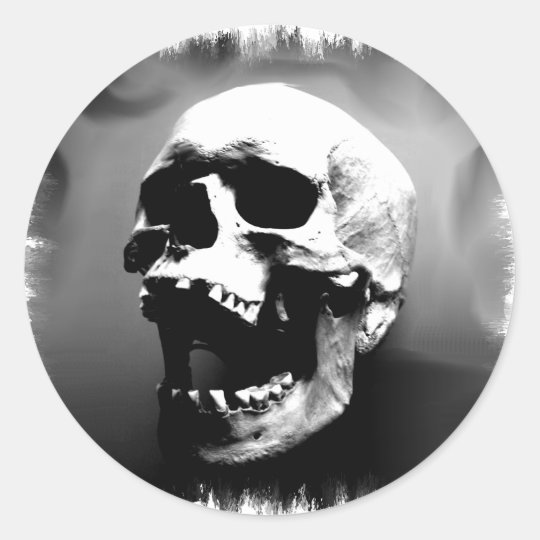 Hysteriskull Laughing Human Skull Classic Round Sticker Zazzle Co Uk
