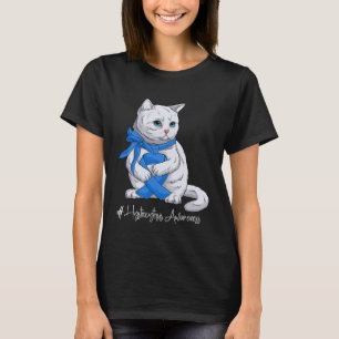 Hystiocytosis Awareness Month Blue Ribbon Cat T-Shirt