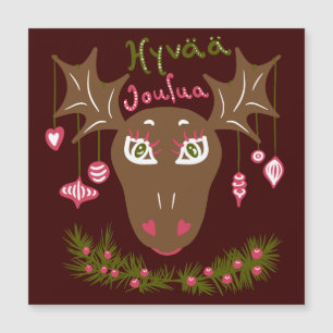 Hyvää Joulua Christmas cute moose with ornaments