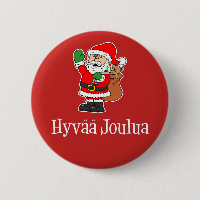 Hyvaa Joulua Finnish Christmas Santa Red