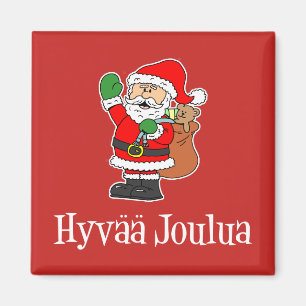 Hyvaa Joulua Finnish Christmas Santa (RED) Magnet