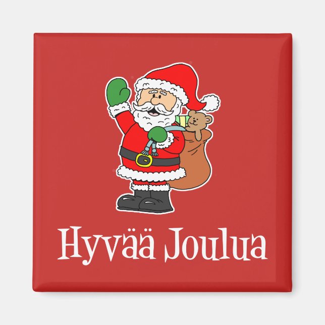 Hyvaa Joulua Finnish Christmas Santa (RED) Magnet (Front)