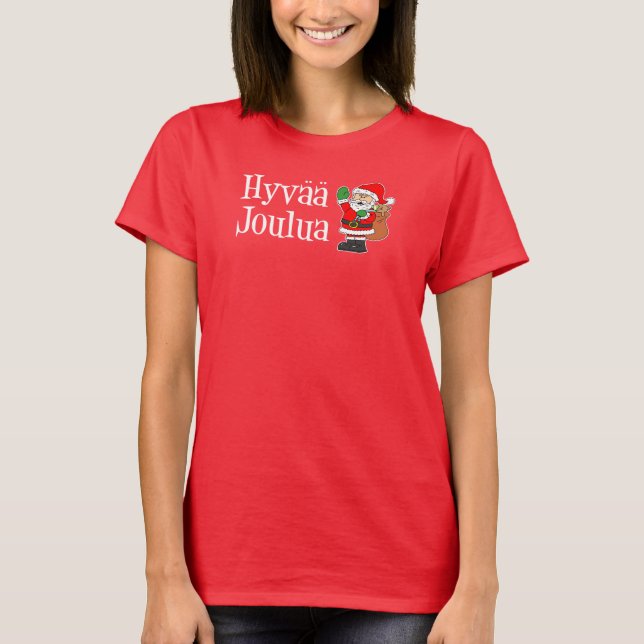 Hyvaa Joulua Finnish Christmas Santa T-Shirt (Front)