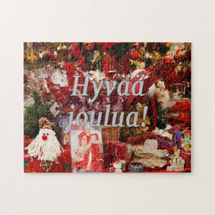 Hyvää joulua! Merry Christmas in Finnish wf Jigsaw Puzzle