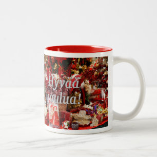Hyvää joulua! Merry Christmas in Finnish wf Two-Tone Coffee Mug