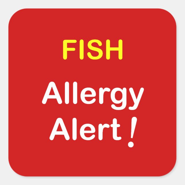 i7 - Allergy Alert - FISH. Square Sticker (Front)