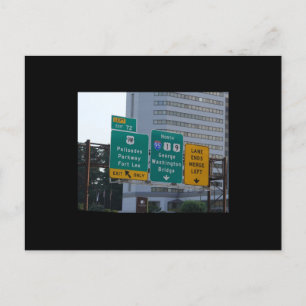 I95 highway sign for the George Washington Bridge. Postcard
