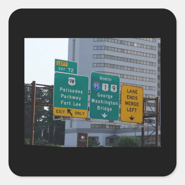 I95 highway sign for the George Washington Bridge. Square Sticker (Front)