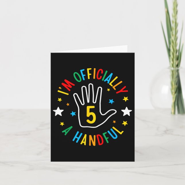 I&#39;m Officially A Handful Funny 5th Birthday 5  Card (Front)