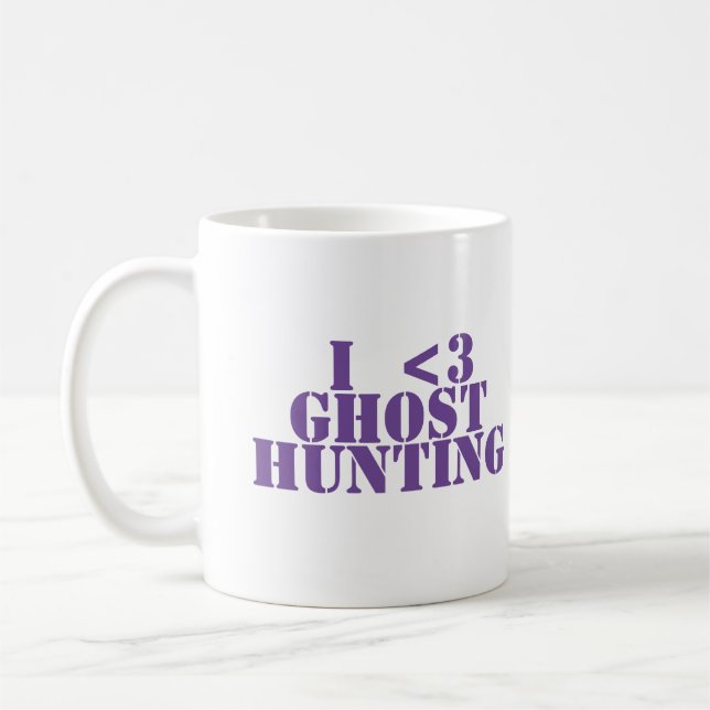 "I <3 ghost hunting", spooky mug (Left)