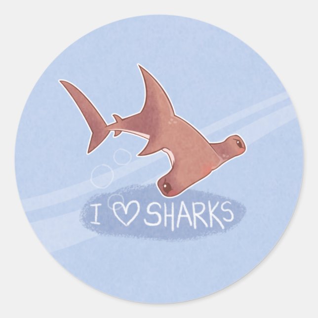 I <3 Sharks: Hammerhead Classic Round Sticker (Front)