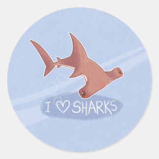 I <3 Sharks: Hammerhead Classic Round Sticker