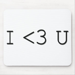 I <3 U Emoticon I Heart You Mouse Mat