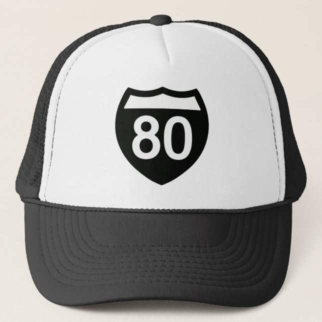 I-80 Highway sign T-shirt design Trucker Hat (Front)