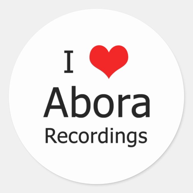 I ♥ Abora Recordings Round Sticker (6 Large White) (Front)