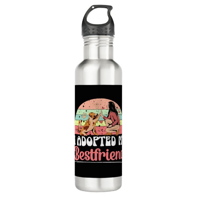 I Adopted My Bestfriend Animal Rights Dog Rescue 710 Ml Water Bottle (Front)