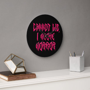 I Adore Horror (Pink Text) Large Clock