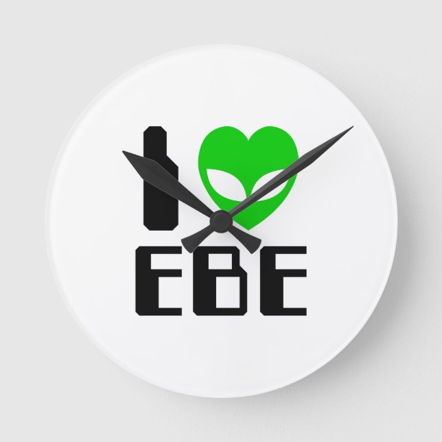 I Alien Heart EBE Round Clock (Front)
