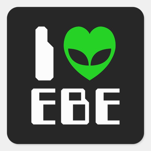 I Alien Heart EBE Square Sticker (Front)