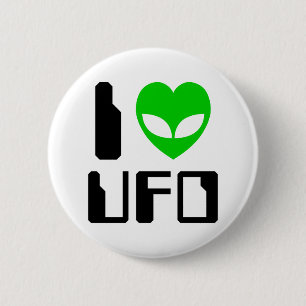 I Alien Heart UFO 6 Cm Round Badge