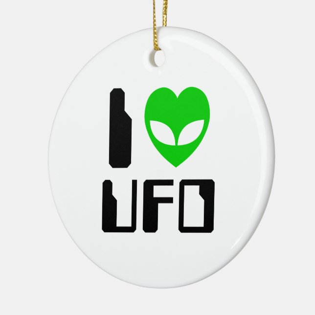 I Alien Heart UFO Ceramic Tree Decoration (Left)