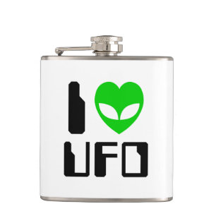 I Alien Heart UFO Hip Flask