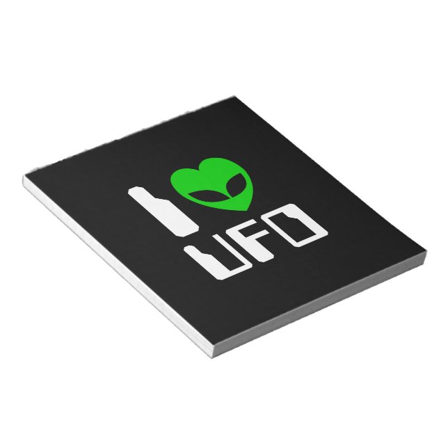 I Alien Heart UFO Notepad (Angled)