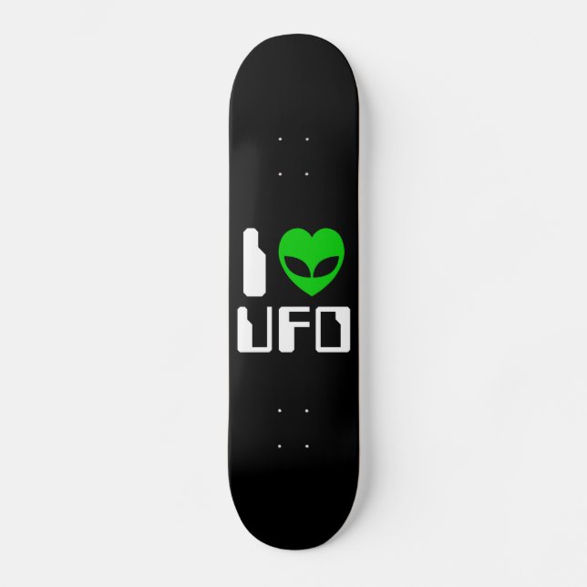 I Alien Heart UFO Skateboard (Front)