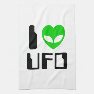 I Alien Heart UFO Tea Towel