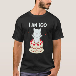 I am 100 Cute cat kitten with birthday cake T-Shirt