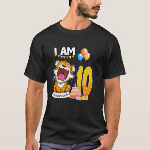 I Am 10 Year Old Birthday Tiger Themed 10th Party T-Shirt
