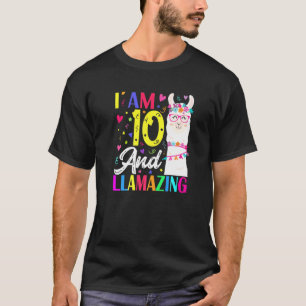 I Am 10 Years Old And Llamazing Llama 10th Birthda T-Shirt