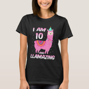 I Am 10 Years Old And Llamazing Llama 10th Birthda T-Shirt