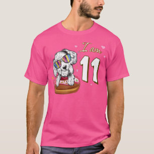 I am 11 Birthday Cute Lovely Spaniel with Doughnut T-Shirt