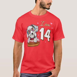 I am 14 Birthday Cute Lovely Spaniel with Doughnut T-Shirt