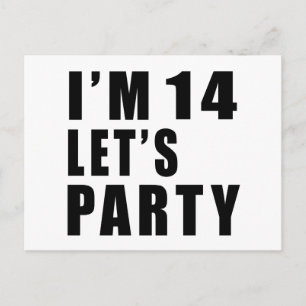 I Am 14 Let's Party Invitation Postcard