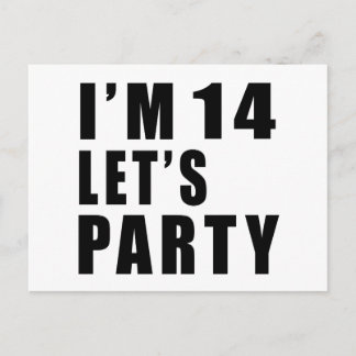 I Am 14 Let's Party Invitation Postcard