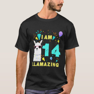 I Am 14 Years Old Llamazing Llama 14th Birthday Ki T-Shirt