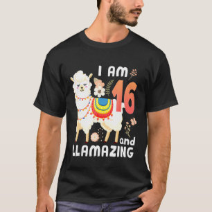 I Am 16 And Llama Llamazing 16th Birthday T-Shirt