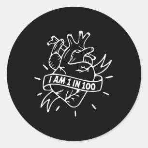 I Am 1 In 100 Chd Warrior Top Chd Congenital Heart Classic Round Sticker