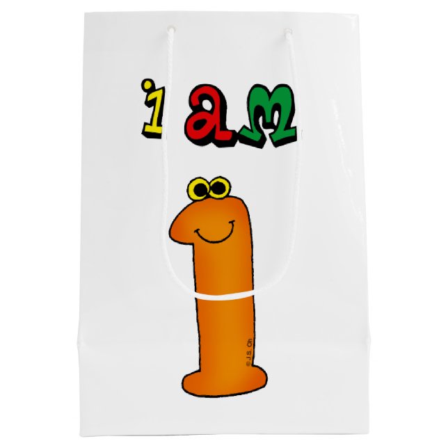 I am 1 - kids birthday parties customised medium gift bag (Back)