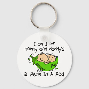 I Am 1 Of Mommy & Daddy's 2 Peas In A Pod Key Ring